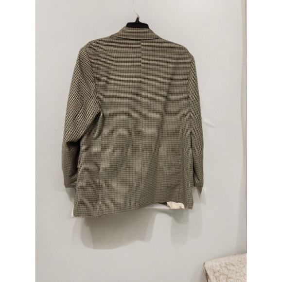 H&M Houndstooth Oversized Blazer Women’s Sz M Tan Green Preppy Office Horse Girl - Picture 4 of 10